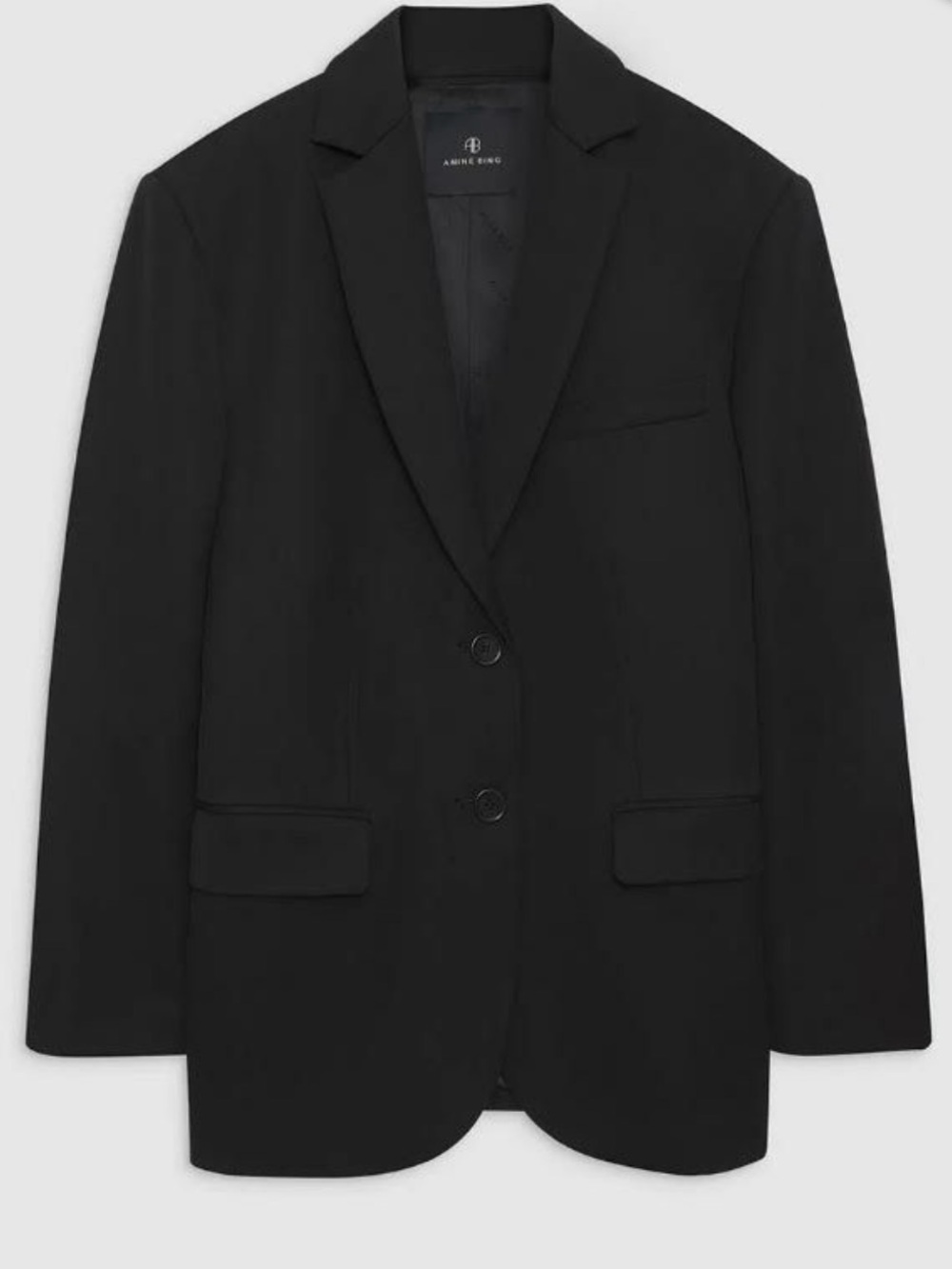Anine Bing Quinn Oversized Wool Blazer Black Retail $550 Minimalist Chic Size XS - Picture 5 of 15